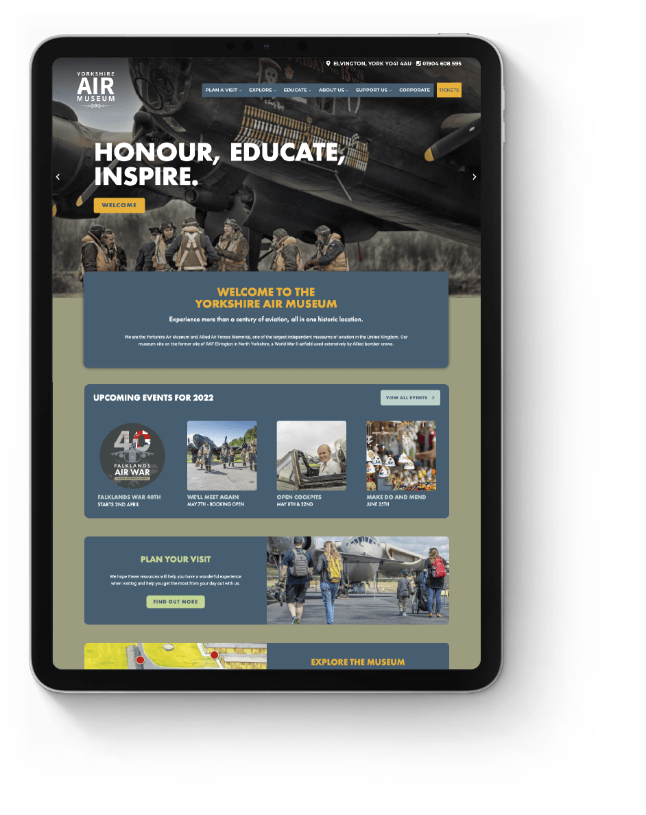 Yorkshire Air Museum - website page