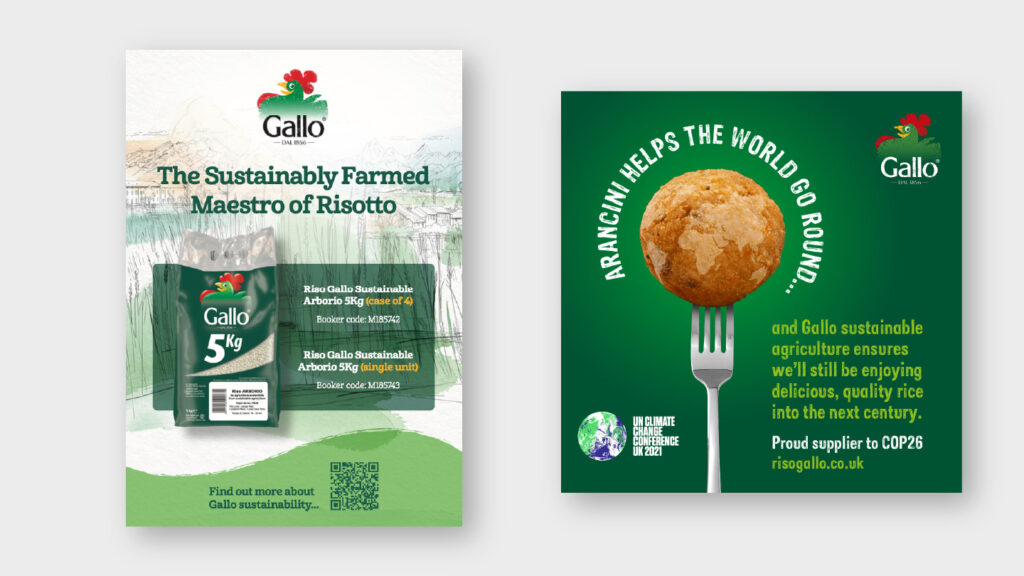 Gallo Uk Foodservice - Print examples - COP26 graphics