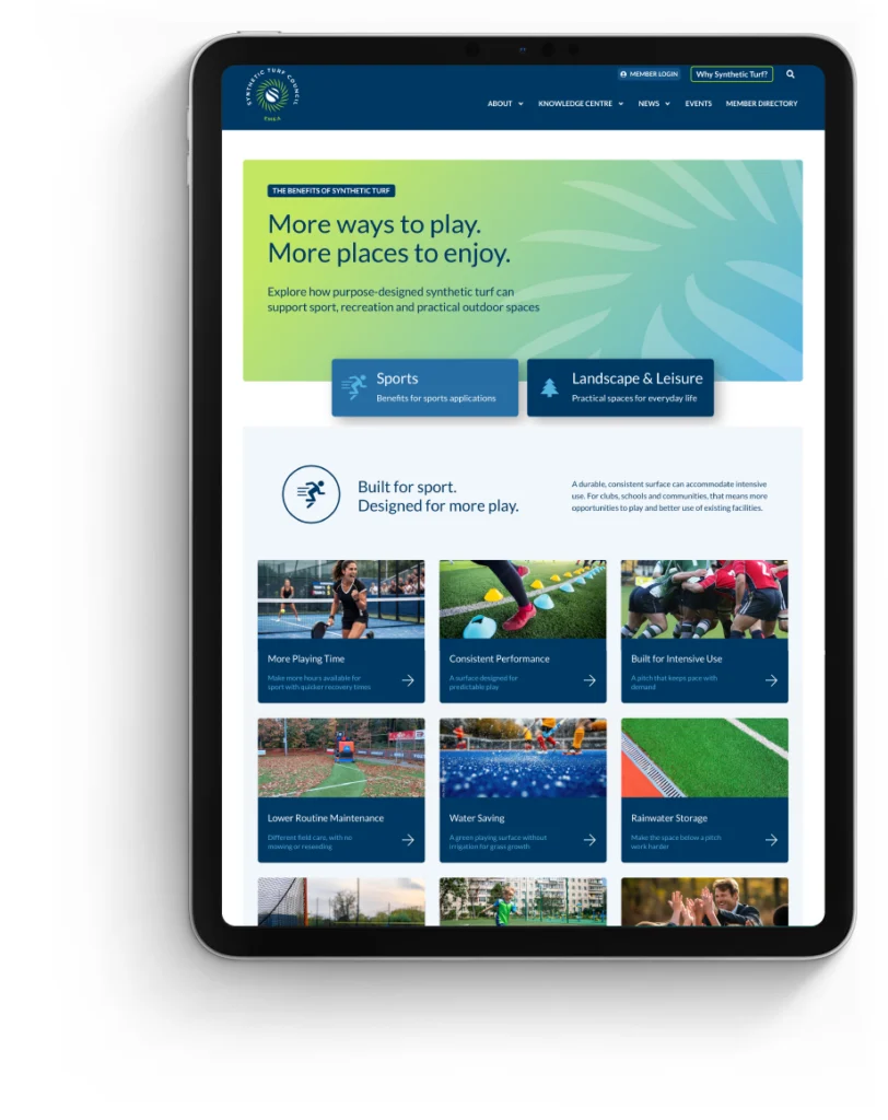 ESTC website synthetic turf benefits page